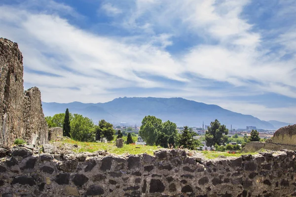 Vista Panorámica Del Volcán Vesubio Desde Casco Antiguo Pompeya Con — Foto de Stock