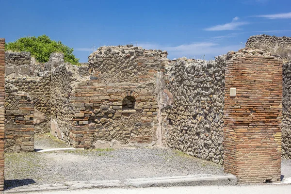 Calles Casas Piedra Antigua Ciudad Pompeya Pompeya Nápoles Italia — Foto de Stock