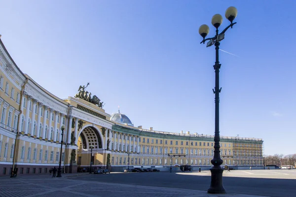 Вид Будівлю Arch Генерального Штабу Лампа Вулиці Символом Міста Палац — стокове фото