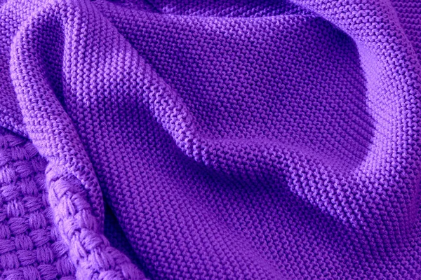 Gestrickte Wolltextur Aus Ultraviolett Für Abstrakte Muster Hintergründe Farbtrends Auf — Stockfoto