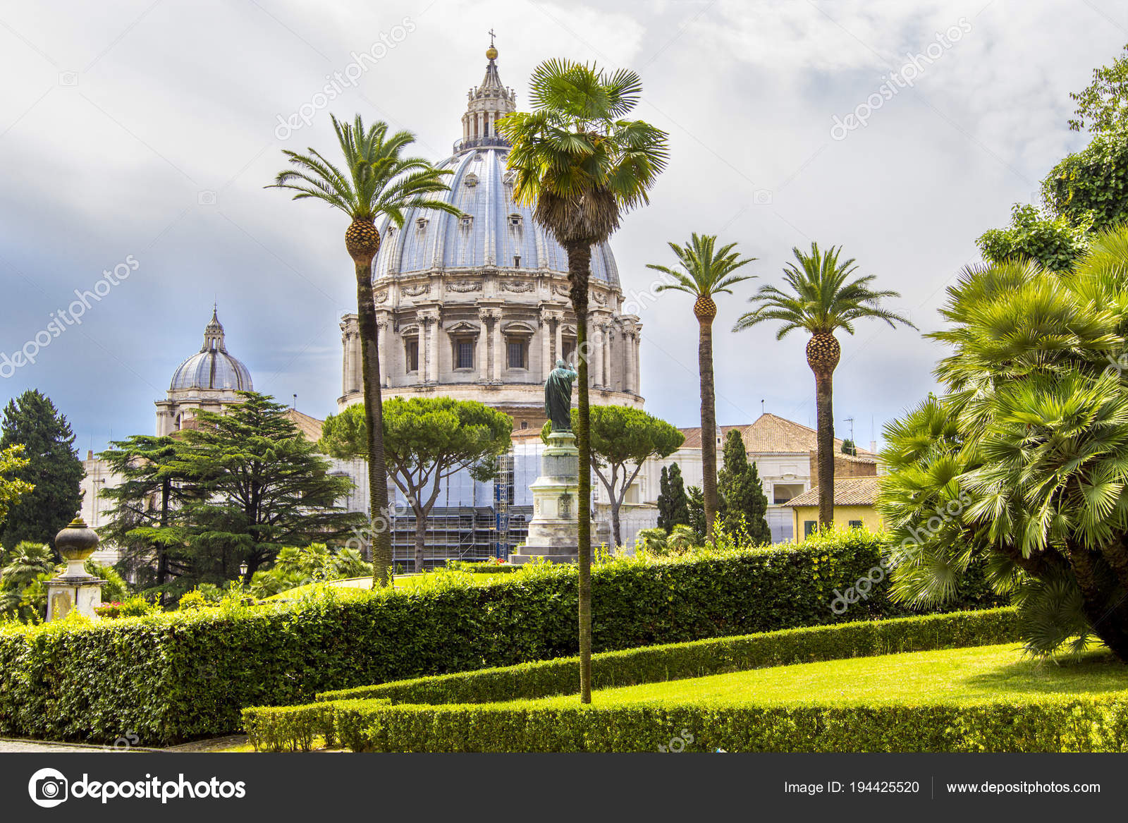 View Peter Basilica Vatican Gardens Rome Italy Stock Photo