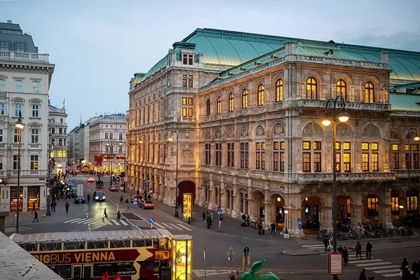 Wien Österreich November 2019 Abendansicht Der Wiener Oper Licht Der — Stockfoto