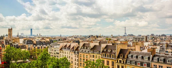 Panoramablick Luftbild Von Paris Stadtzentrum Eiffelturm Sacre Coeur Basilika Kirchen — Stockfoto