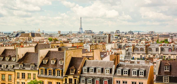 Panoramablick Luftbild Von Paris Stadtzentrum Eiffelturm Sacre Coeur Basilika Kirchen — Stockfoto