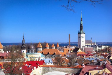 Panoramik manzara, Eski Şehir 'in gökyüzü çizgisi, Toompea Hill, S