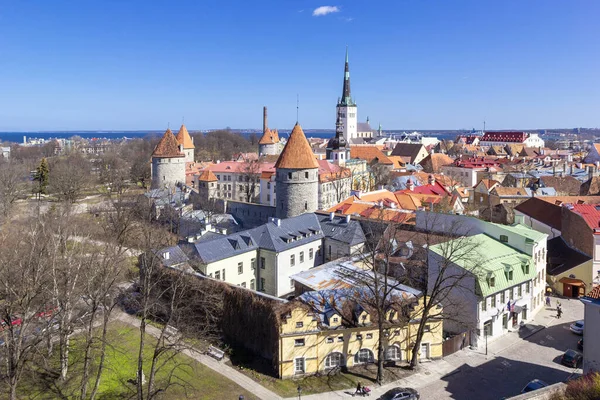 Panoramatický Výhled Letecké Panorama Starého Města Toompea Hill Kostel Olafa — Stock fotografie