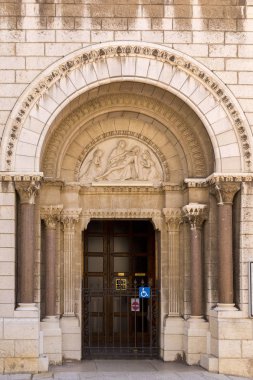MONTE CARLO, MONACO - JUNE 10, 2014:  Monaco Cathedral (Cathedral of Our Lady Immaculate, Saint Nicholas Cathedral) of Monte-Carlo in principality of Monaco, France