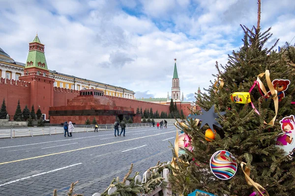 Moscow Russia February 2020 Christmas Market Red Square Moscow Kremlin — Stok fotoğraf