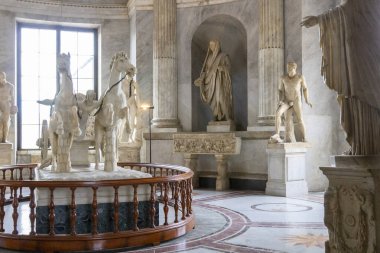VATICAN, VATICAN CITY - JUNE 16, 2014: Greek and Roman works of art at Museum of Pius Clement, Belvedere Palace,  Rome, Italy.