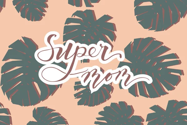 Super Mom Card Tropic Background — Stock Vector