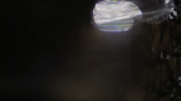 Kleurrijke lichte pulsen en gloed toe. Mooie lichte lekkage op donkere achtergrond met. Echte lens flares ideaal voor abstracte beweging achtergrond. — Stockvideo