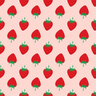 Çilek pembe bir arka plan üzerinde. Seamless modeli.