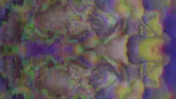 Gespiegelde psychedelische caleidoscoop in futuristische iriserende kleuren. — Stockvideo