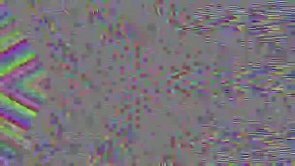 Abstract fuzzy lines, iridescent colors. Glitch art concept, bad tv effect. — Stock Video