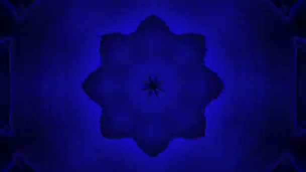 Transforming psychedelic blue nostalgic shimmering kaleidoscope. — Stock Video