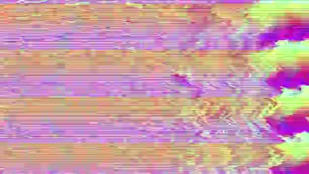 Casual casual neon cyberpunk glinsterend patroon. Beschadigd data glitch effect. — Stockvideo