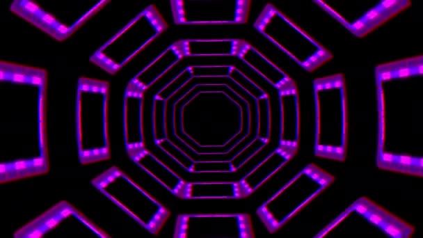 Tunnel cangiante fantascientifico geometrico di tendenza digitale, caleidoscopio al neon, sfondo sognante . — Video Stock