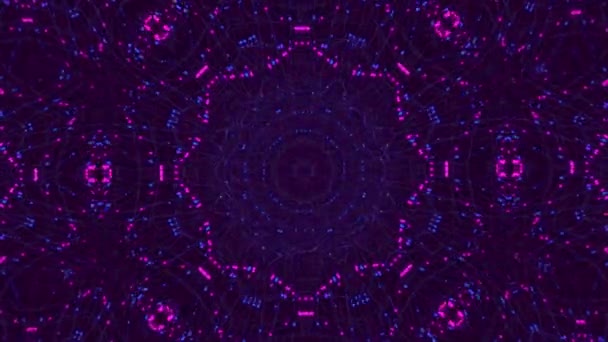 Caleidoscópio de ficção científica, fundo abstrato iridescente. Linhas ornamentais futuristas se movendo no escuro . — Vídeo de Stock