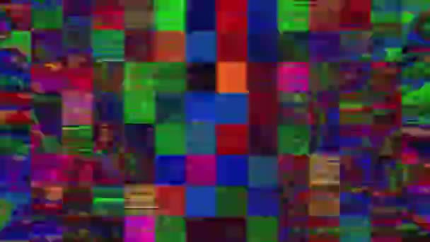 Abstract multicolored neon shining background, fantastic nineties pixel art. Seamless video. — Stock Video