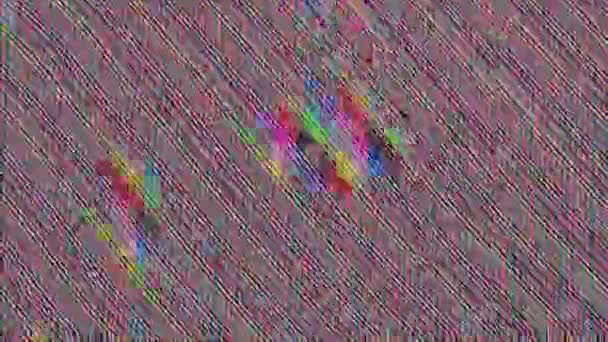 Schlechte tv-imitation geometrische cyberpunk psychedelisch glitzernden hintergrund. — Stockvideo