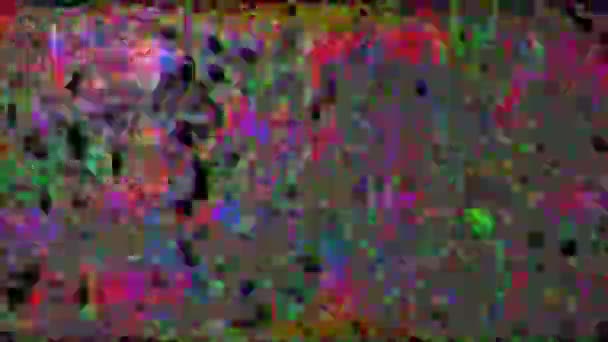 Animación generada por ordenador glitched, arco iris mala señal de vídeo fx . — Vídeo de stock