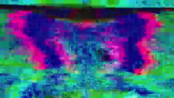 Clip glitched généré par ordinateur, système endommagé arc-en-ciel vidéo fx . — Video