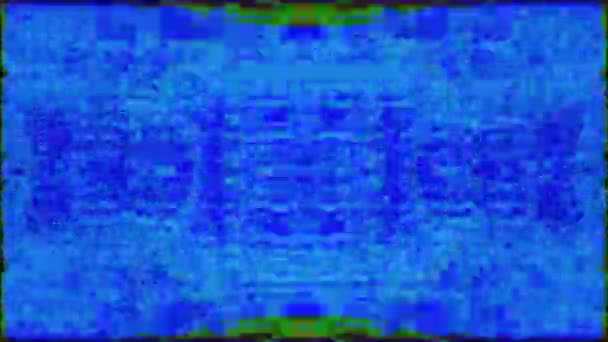 Computer gegenereerde gespiegelde glitched clip, holografische beschadigde gegevens imitatie. — Stockvideo