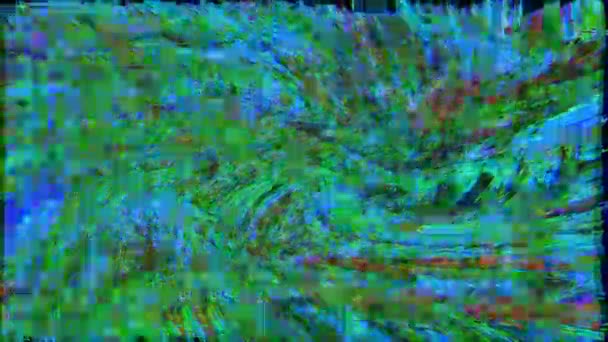 Computergegenereerde glitched footage, holografische data ineenstorting effect. — Stockvideo