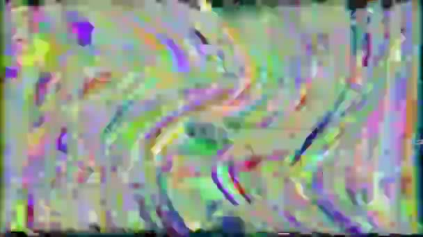 Computer gegenereerde futuristische clip, regenboog beschadigd systeem imitatie. — Stockvideo
