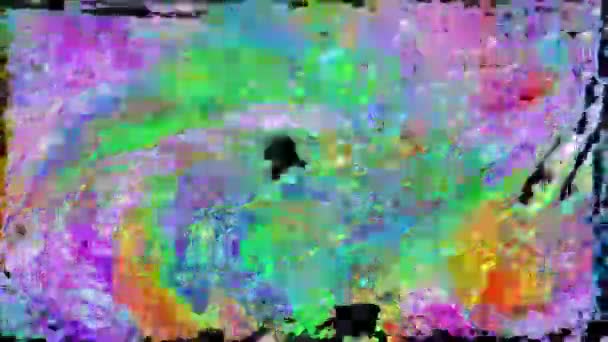 混在色のエレガントな未来的なサイバーパンクホログラフィック背景。動きの設計のためのVhsフィルム効果. — ストック動画