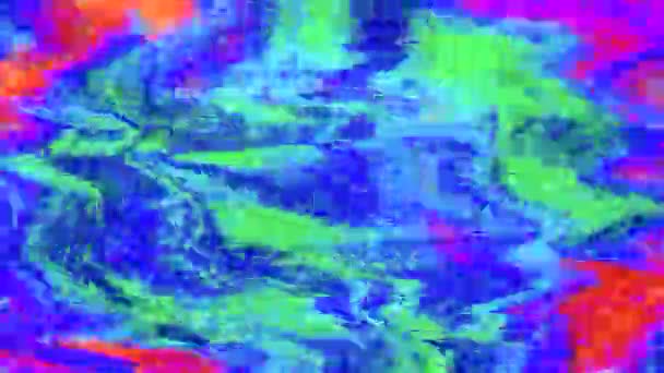 Digitaal gegenereerde glitched clip, regenboog slecht signaal vfx. — Stockvideo
