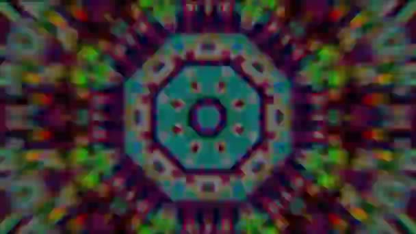 Transformando fractais caleidoscópio, partículas em relevo para vídeos clube . — Vídeo de Stock