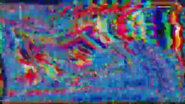 Živé psychedelické geometrické sci-fi třpytivé pozadí. Poškozený efekt počítačového systému pro kreativní použití. — Stock video
