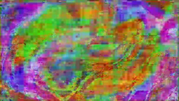 Abstrakt neon nostalgisk psykedelisk holografisk bakgrund. Gammal tejp sammanställning. — Stockvideo