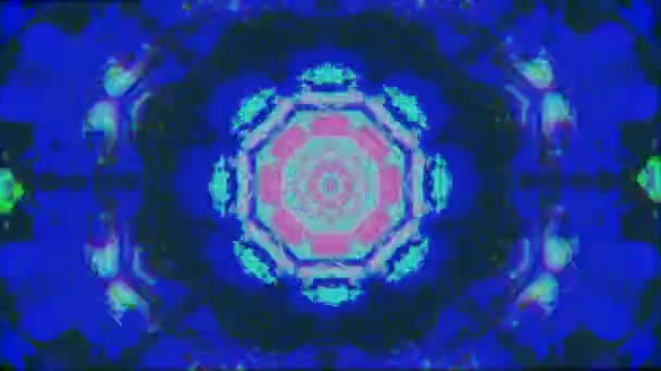 Psikedelik yıldız kaleydoskop, meditasyon projeleri için yanardöner hareket grafiği. — Stok video