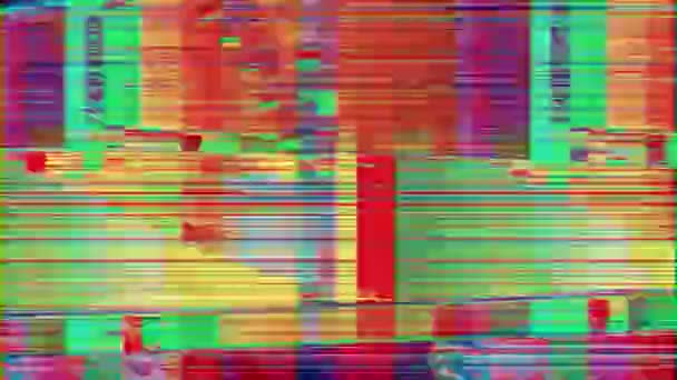 ヴィンテージのウェブパンクサイケデリックホログラフィックな背景を変換します。悪いテレビミックス. — ストック動画