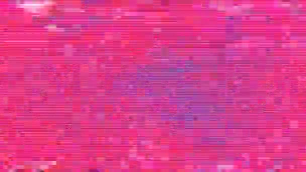 Lässiger neonnostalgischer, verträumt glitzernder Hintergrund. Daten-Mosh-Imitation. — Stockvideo