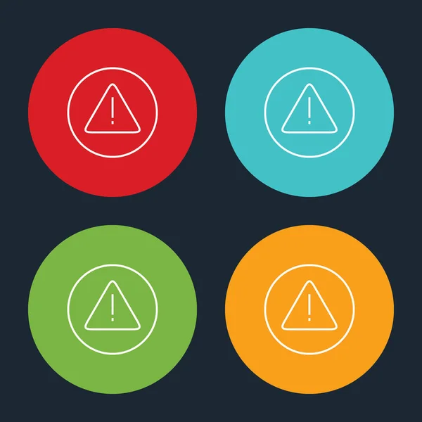 Icono de línea de alerta muy útil en cuatro opciones redondas de color . — Vector de stock