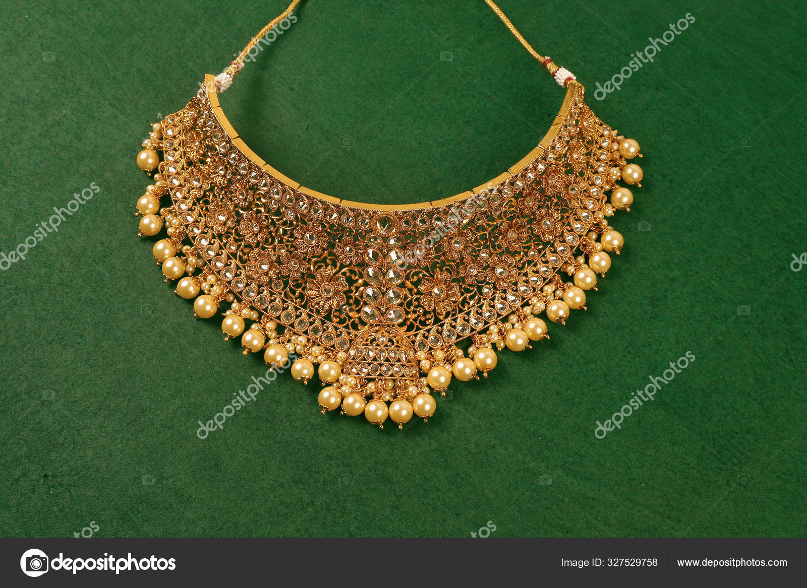 Authentic Traditional Indian Jewellery Necklace On Dark Background