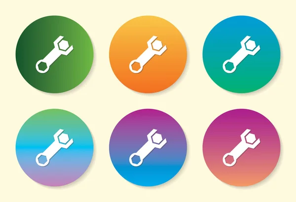 Wrench six color gradient icon design. — Stock Vector