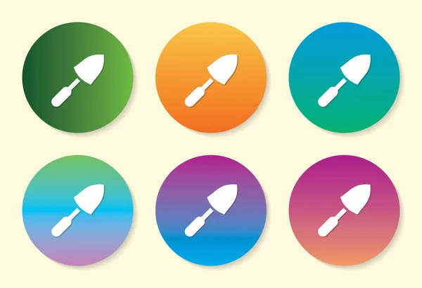 Trowel six color gradient icon design. — Stock Vector