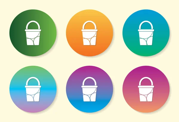 Bucket six color gradient icon design. — 스톡 벡터