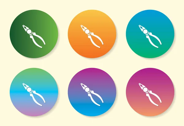 Pliers six color gradient icon design. — 스톡 벡터