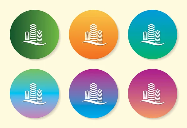 Costruire sei gradiente di colore icona design . — Vettoriale Stock