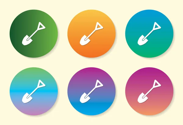 Shovel six color gradient icon design. — Stock Vector