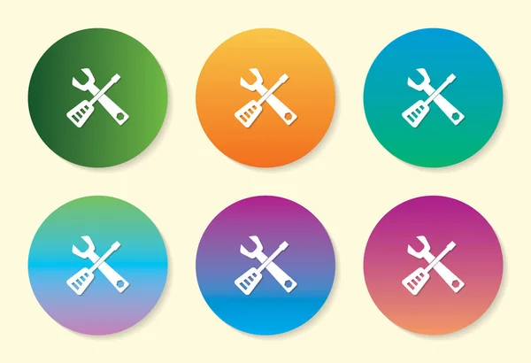 Tools six color gradient icon design. — Stock Vector
