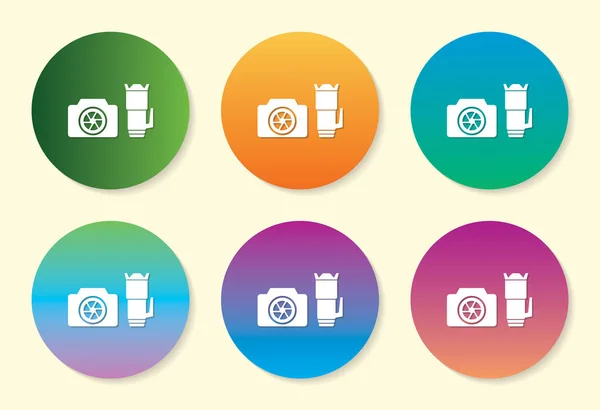 Caméra six couleurs dégradé icône design . — Image vectorielle