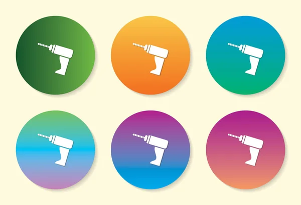 Perceuse six couleurs dégradé icône design . — Image vectorielle