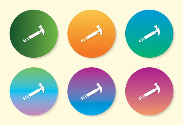 Hammer six color gradient icon design. — Stock Vector