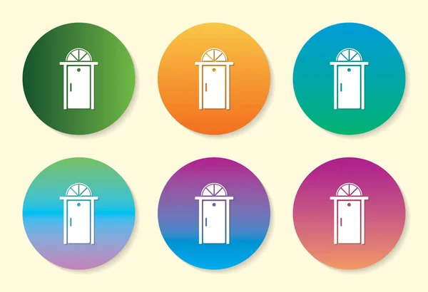 Door six color gradient icon design. — Stock Vector